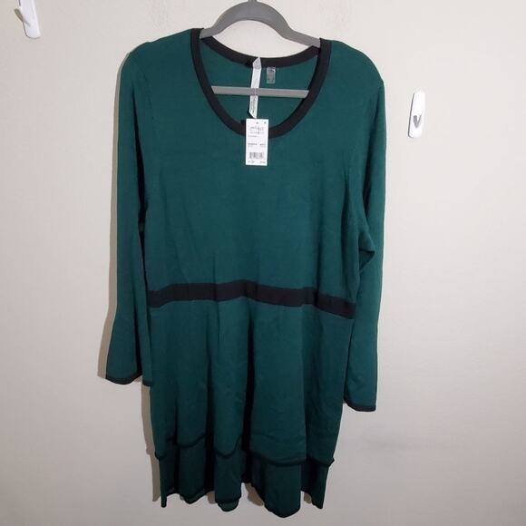 Hunter green‎ ruffle sweater dress PLUS PETITE 1XP - Picture 1 of 8